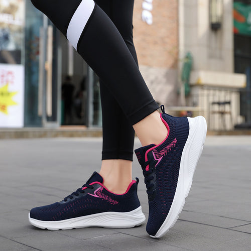 Damen nan nahtloser Strick-Walkingschuh mit atmungsaktivem Maschenoberteil, ergonomischer Wellendämpfung und verstärkter Fersenlasche Drune