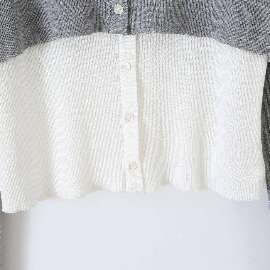 Damen Feinstrick-Bolero mit eingearbeitetem Hemd-Panel und Knopfdetails Drune