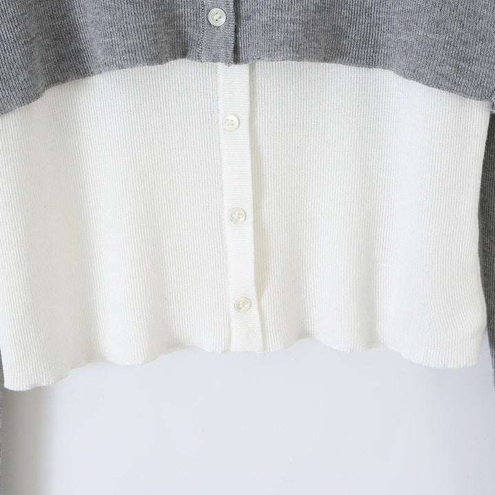 Damen Feinstrick-Bolero mit eingearbeitetem Hemd-Panel und Knopfdetails Drune