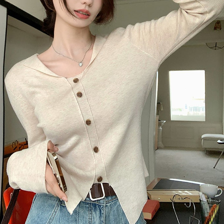 Damen Langarm Cardigan mit Knopfleiste und feinem Strick