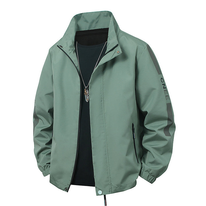 Herren Minimalistische technische Freizeitjacke mit hohem Kragen, verdecktem Reißverschluss und elastischen Bündchen Drune