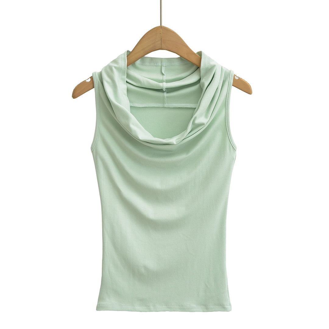 Damen ärmelloses Cowl-Top aus weichem, elastischem Material Drune