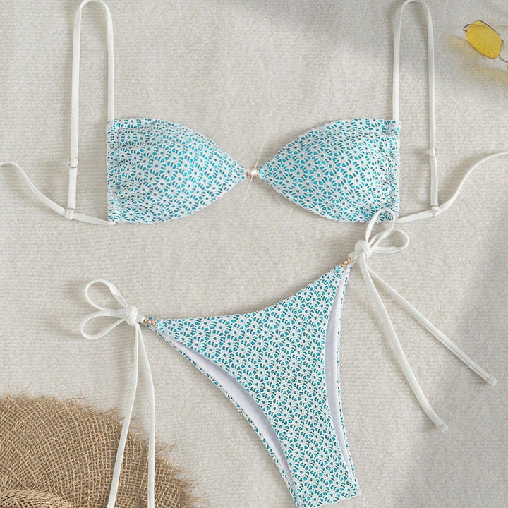 Damen Triangel-Bikini mit verspieltem Blumendruck Drune