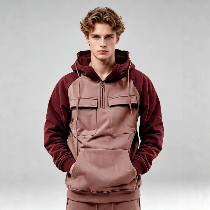 Herren Sportlicher Kapuzenpullover mit Funktionalen Taschen