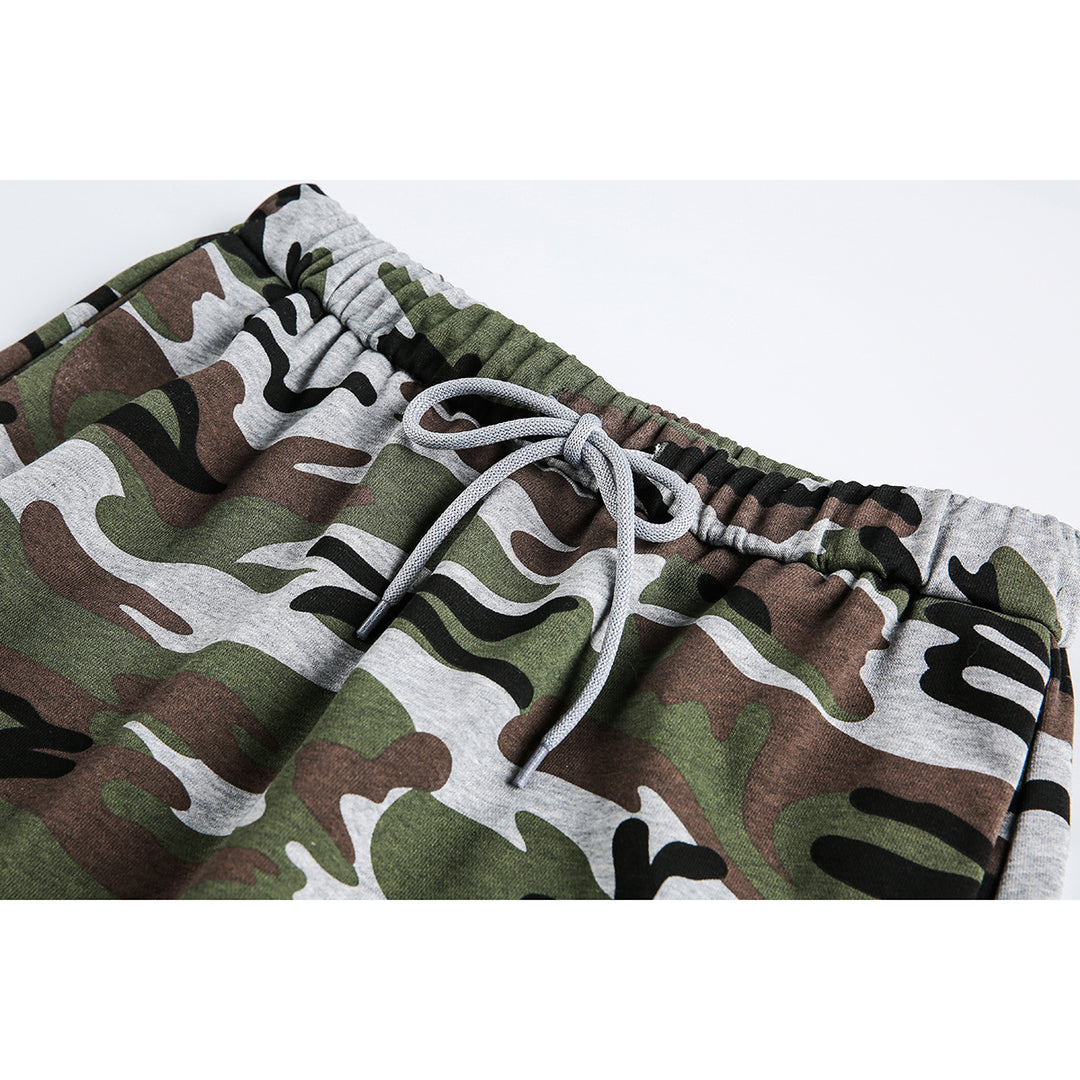 Damen Midi-Rock im Camouflage-Style mit elastischem Bund und Kordelzug Drune