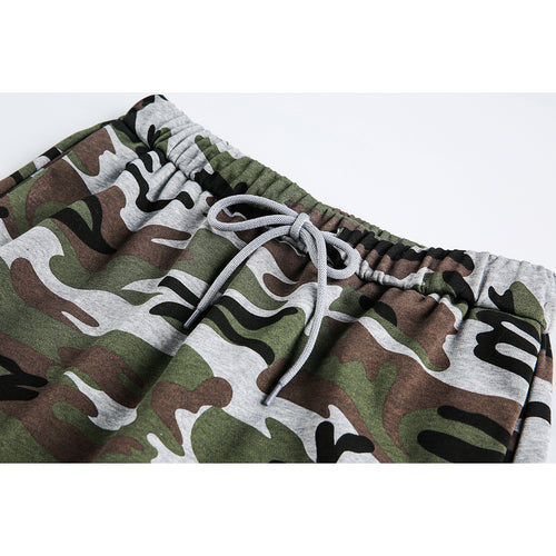 Damen Midi-Rock im Camouflage-Style mit elastischem Bund und Kordelzug Drune