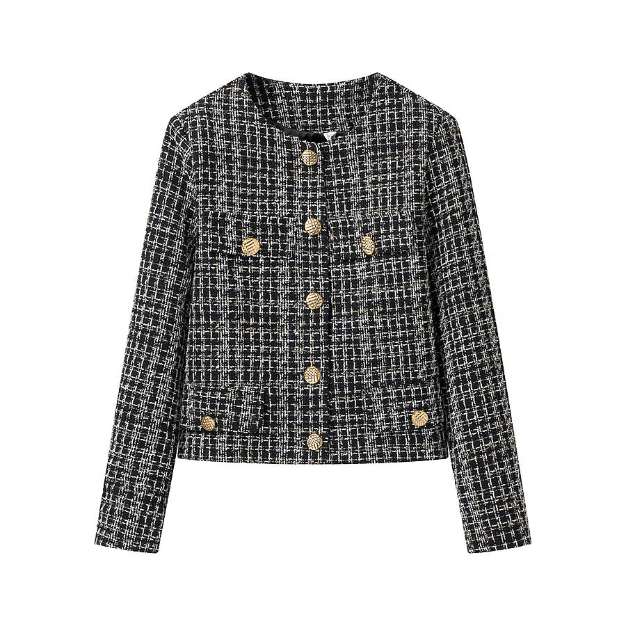 Damen Tweed-Jacke mit goldenen Knöpfen Drune