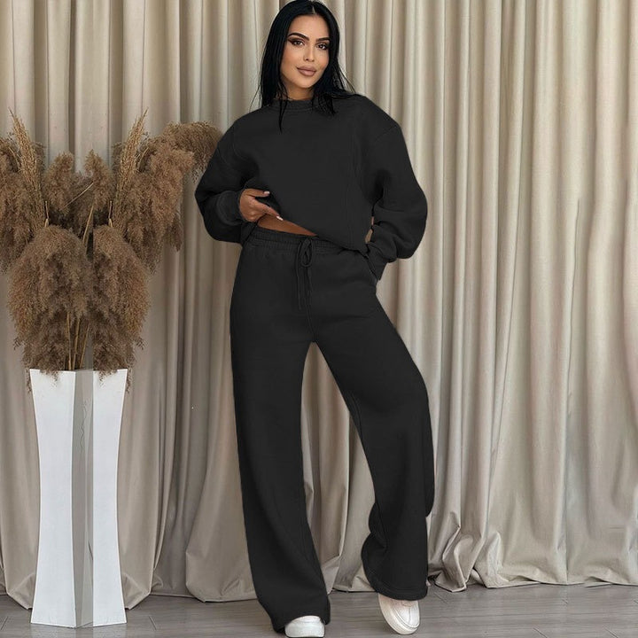Damen Oversize-Sweatset aus weichem French-Terry mit weiter Palazzo-Jogginghose Drune
