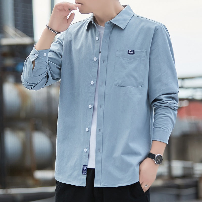 Herren Baumwoll-Overshirt im Casual-Look mit Brusttasche & Hemdkragen Drune