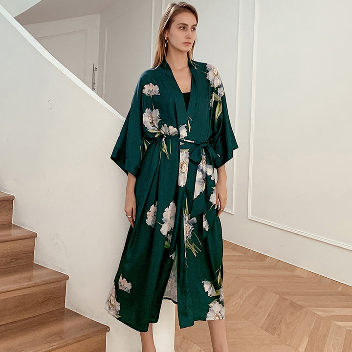 Damen Kimono-Robe mit zartem Blumenmuster und fließendem Schnitt Drune
