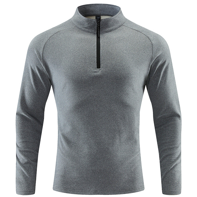 Herren Atmungsaktives Funktions-Langarmshirt mit Stehkragen und kurzem Reißverschluss Drune