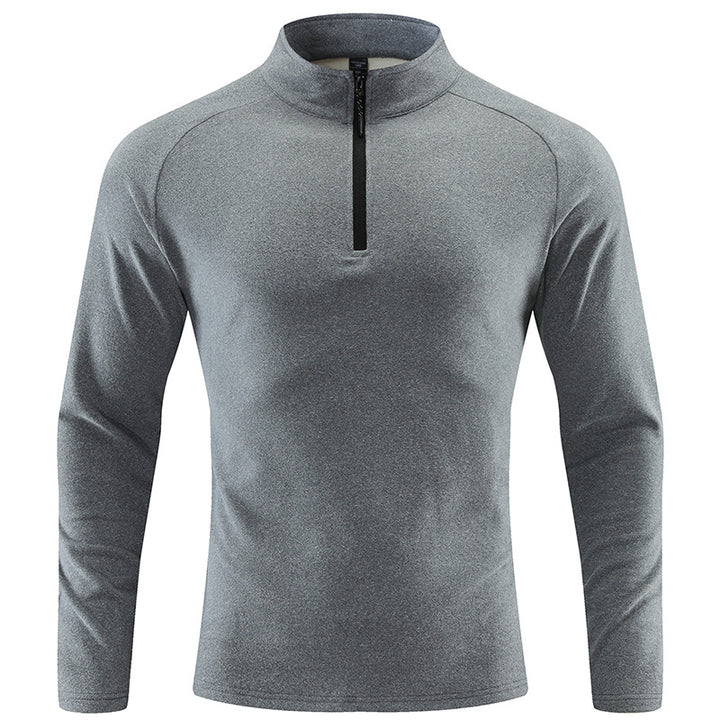 Herren Atmungsaktives Funktions-Langarmshirt mit Stehkragen und kurzem Reißverschluss Drune