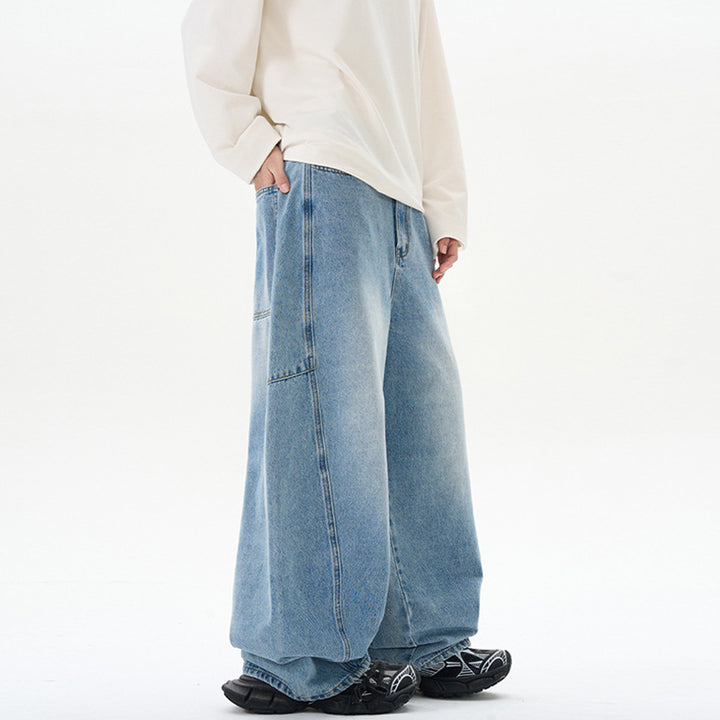 Damen Bodenlange Oversized-Palazzo-Hose aus schwerem Baumwoll-Canvas mit verdecktem Bund Drune