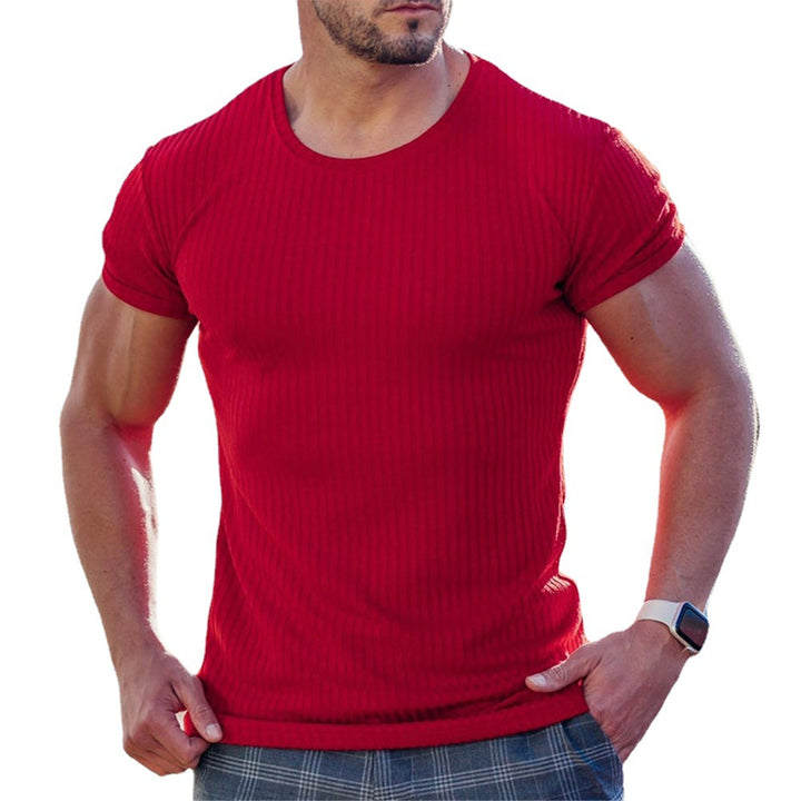 Herren figurbetontes Kurzarmshirt mit Rippstruktur Drune