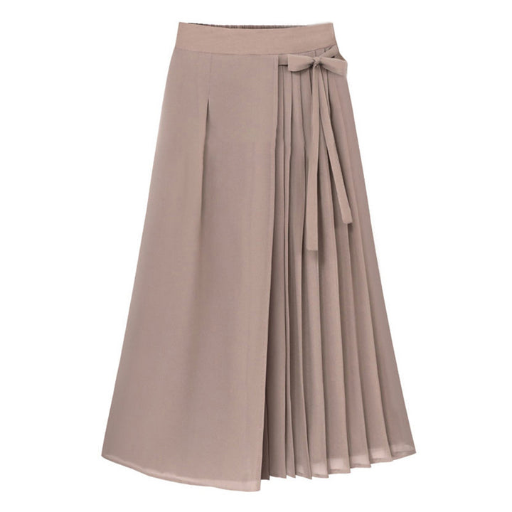 Damen nan asymmetrischer Wickel-Midirock mit teilplissee und Bindeschleife Drune