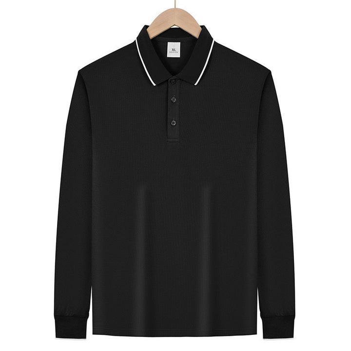 Herren Langärmeliges Funktions-Poloshirt mit Piquéstruktur und Kontrastkragen Drune