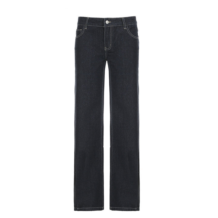 Damen Mid‑Rise Gerade-Jeans mit leicht ausgestelltem Bein und Kontrastnähten Drune