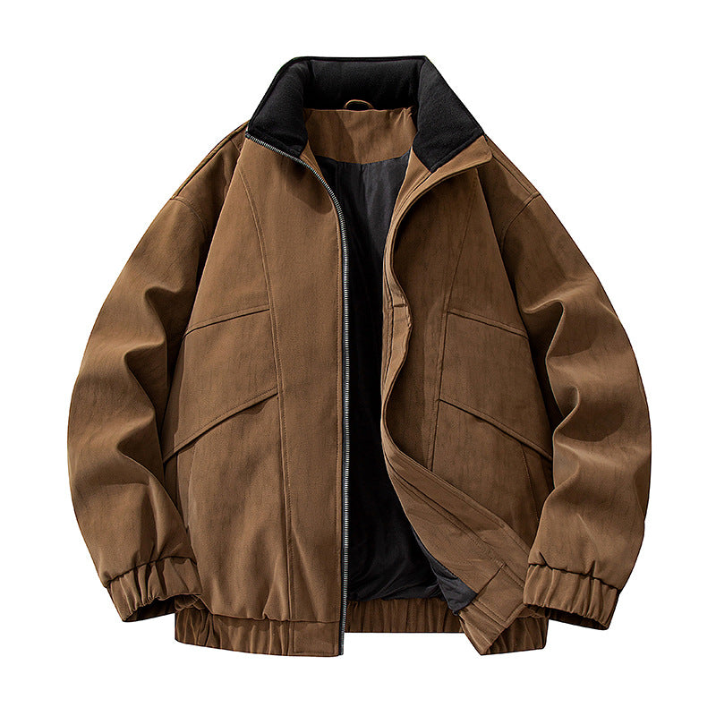 Herren weite funktionale Jacke mit Stehkragen und Reißverschluss Drune