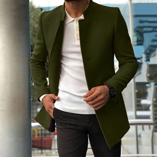 Herren modischer Mantel mit modernem Kragen und tailliertem Schnitt Drune