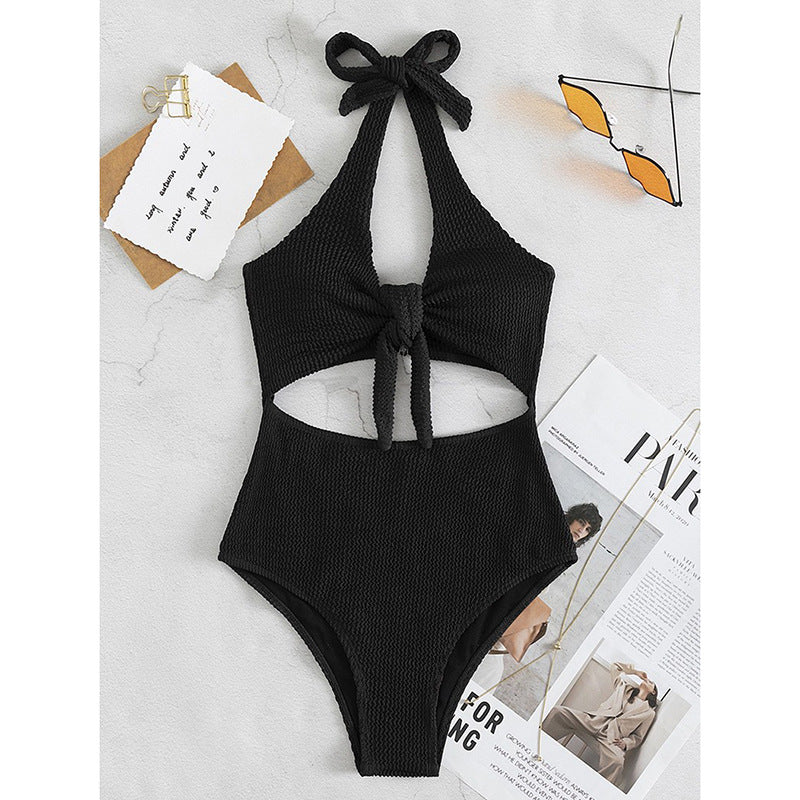 Damen Einteiliger Badeanzug mit raffiniertem Cut-Out und Knotendetail Drune