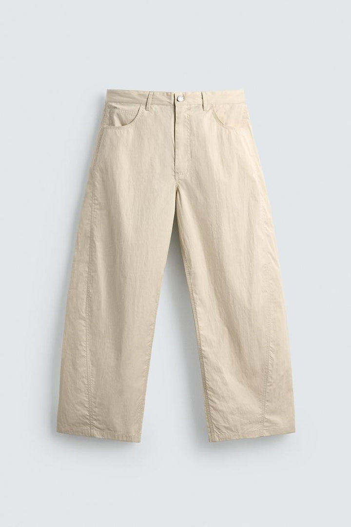 Damen Weite kurzgeschnittene Chinohose mit hoher Taille und Fünf-Taschen-Design Drune