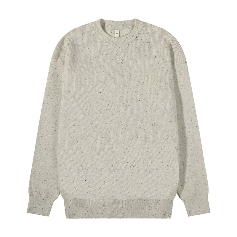 Unisex Großer Rundhals‑Strickpullover aus Mélange‑Garn mit abgesenkter Schulter Drune