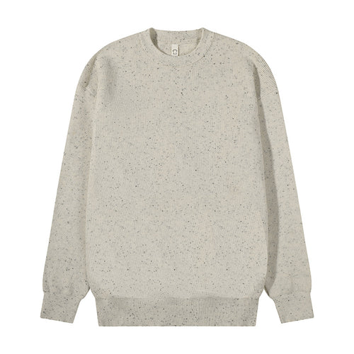 Unisex Großer Rundhals‑Strickpullover aus Mélange‑Garn mit abgesenkter Schulter Drune