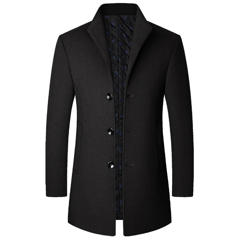 Herren Eleganter Kurzmantel aus Wollmischung mit gesteppter Innenlage und schlankem Stehkragen Drune