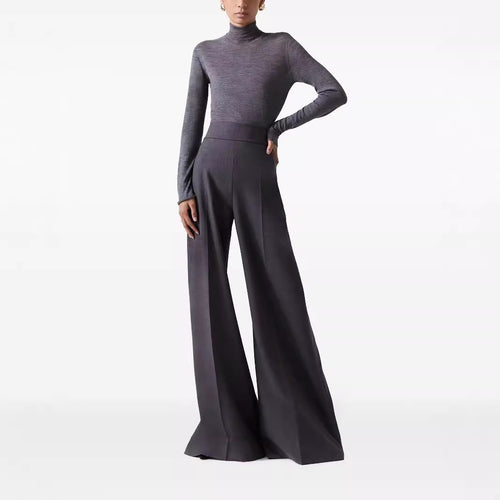 Damen High‑Waist ultraweite Palazzo‑Hose mit Bügelfalte und Bodensaum Drune