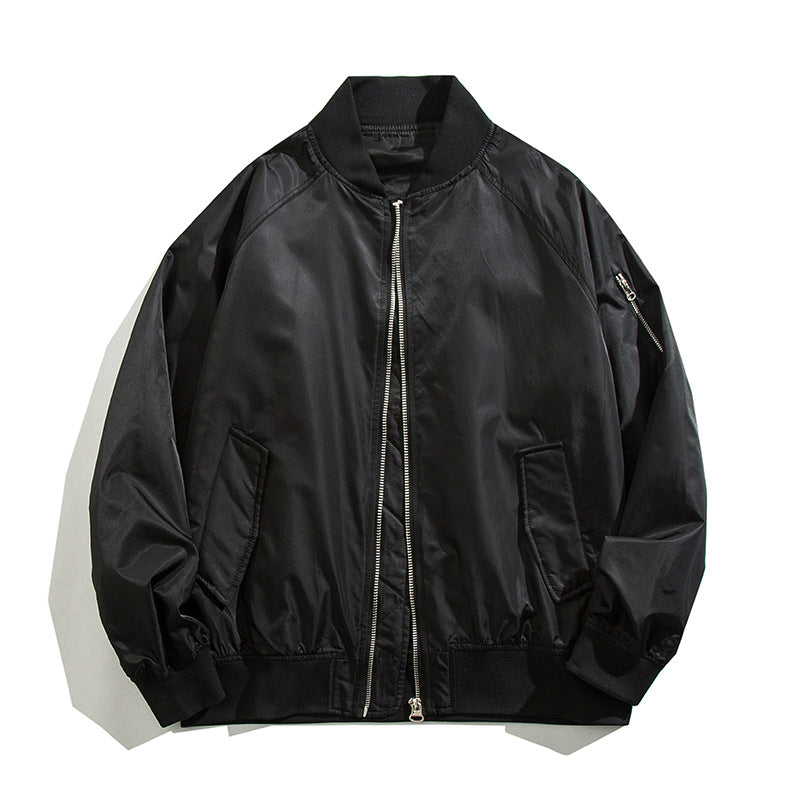 Men's  relaxed nylon zip-front bomber jacket with raglan sleeves and angled flap hand pockets Drune