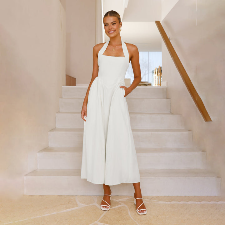 Damen Maxikleid mit schulterfreier Trägerkonstruktion und elegantem Schnitt Drune