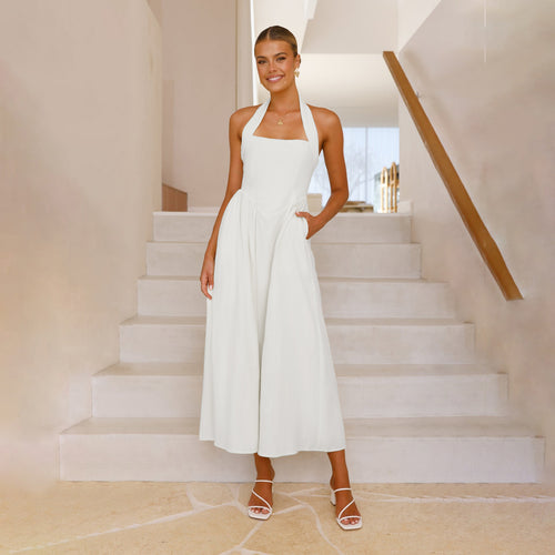 Damen Maxikleid mit schulterfreier Trägerkonstruktion und elegantem Schnitt Drune