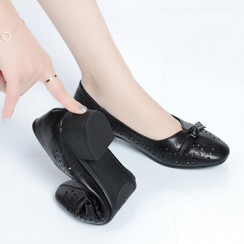 Damen Elegante und luftige Ballerinas mit modischem Lochdesign und komfortablem Absatz Drune