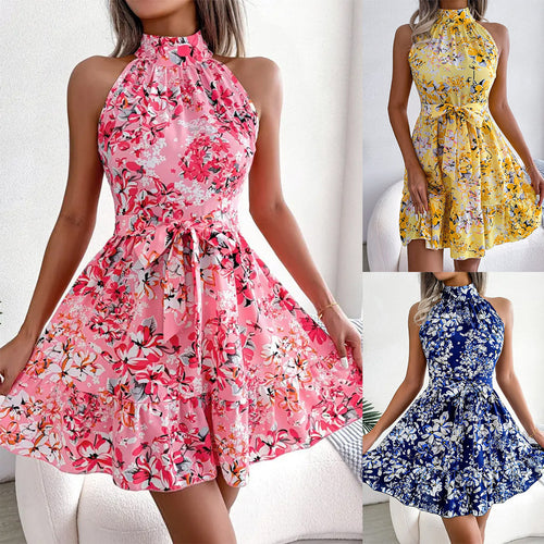 Damen Sommerliches Minikleid mit elegantem Halsausschnitt und floralen Details Drune