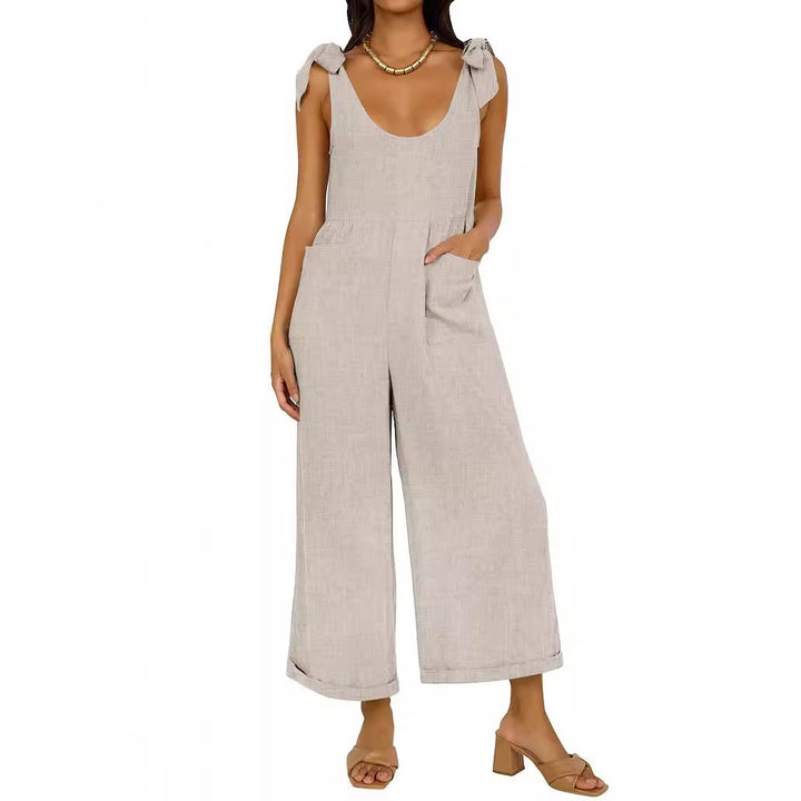 Damen Lässiger Jumpsuit mit verstellbaren Trägern und weitem Bein Drune