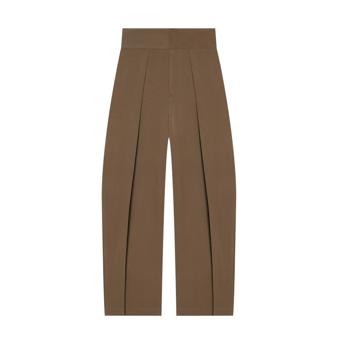 Damen Hochtaillierte Plissée-Hose mit weitem Bein und markanten Vorderfalten Drune