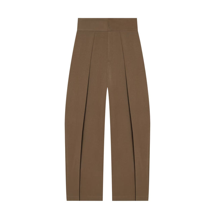 Damen Hochtaillierte Plissée-Hose mit weitem Bein und markanten Vorderfalten Drune