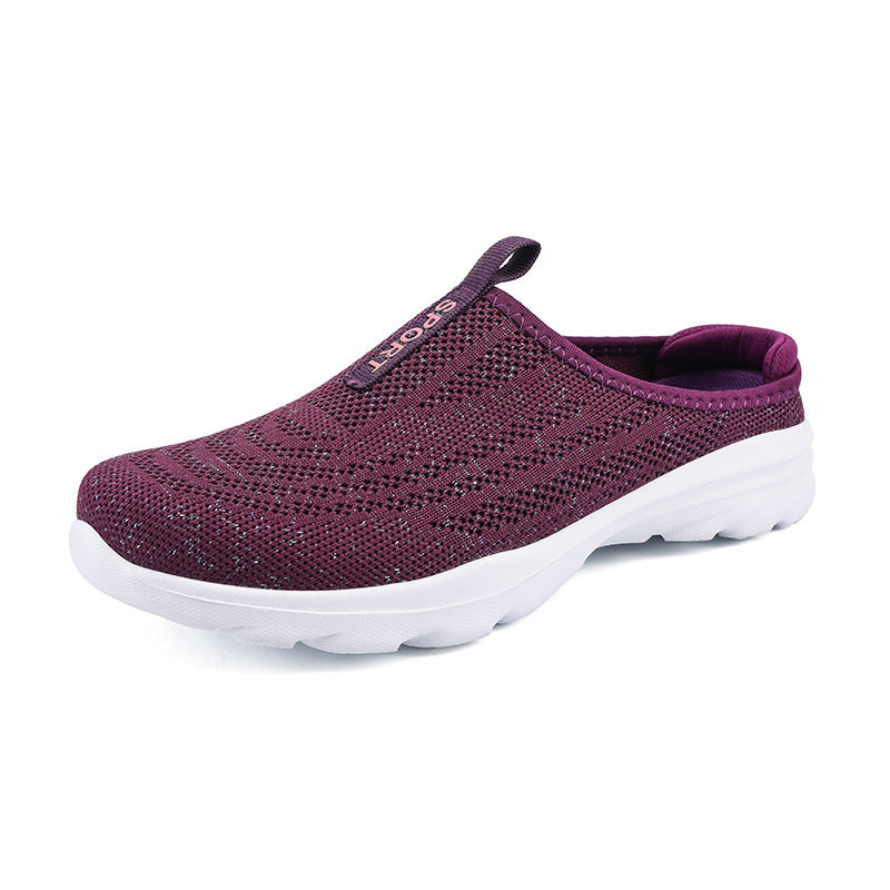 Damen nan gestrickter Mule-Sneaker mit offenem Fersenkragen, elastischem Einstieg und gepolsterter Laufsohle Drune