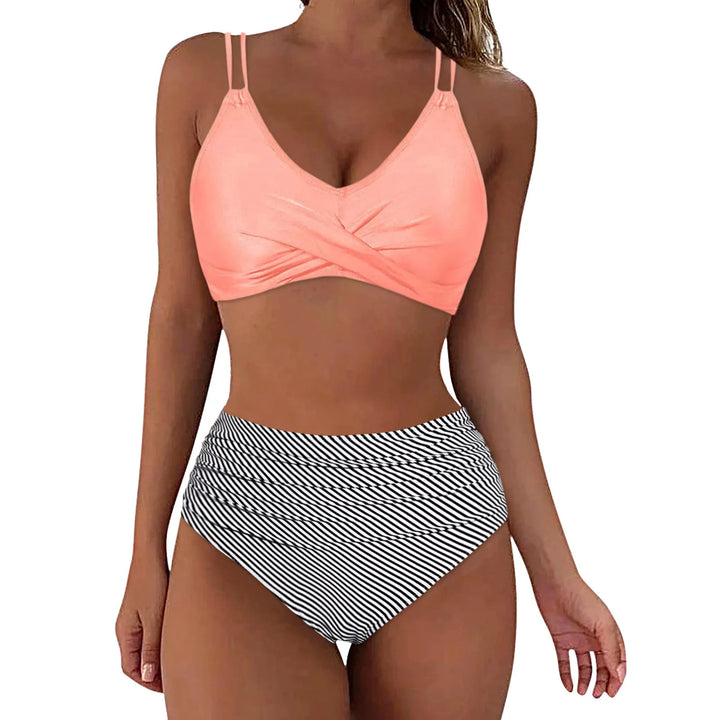 Damen Trendiger Hochschnitt-Bikini mit Raffung Drune