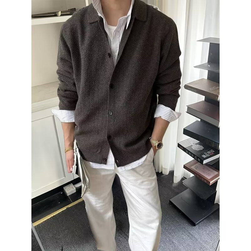 Herren Modische Strickjacke mit Knopfleiste Drune