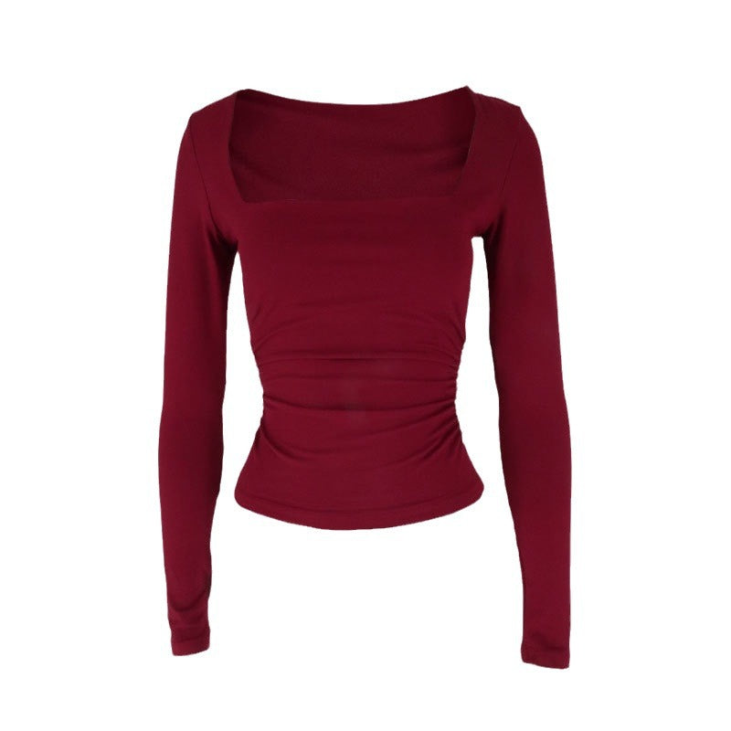 Damen Langarmshirt mit raffiniertem Raffungseffekt und eckigem Ausschnitt Drune