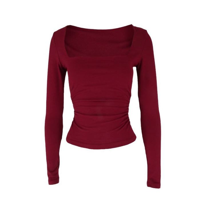 Damen Langarmshirt mit raffiniertem Raffungseffekt und eckigem Ausschnitt Drune