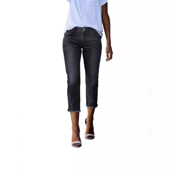 Damen 3/4 Jeans mit modischem Fransenabschluss Drune