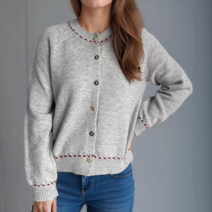 Damen gemütliche Strickjacke mit dekorativen Knöpfen Drune