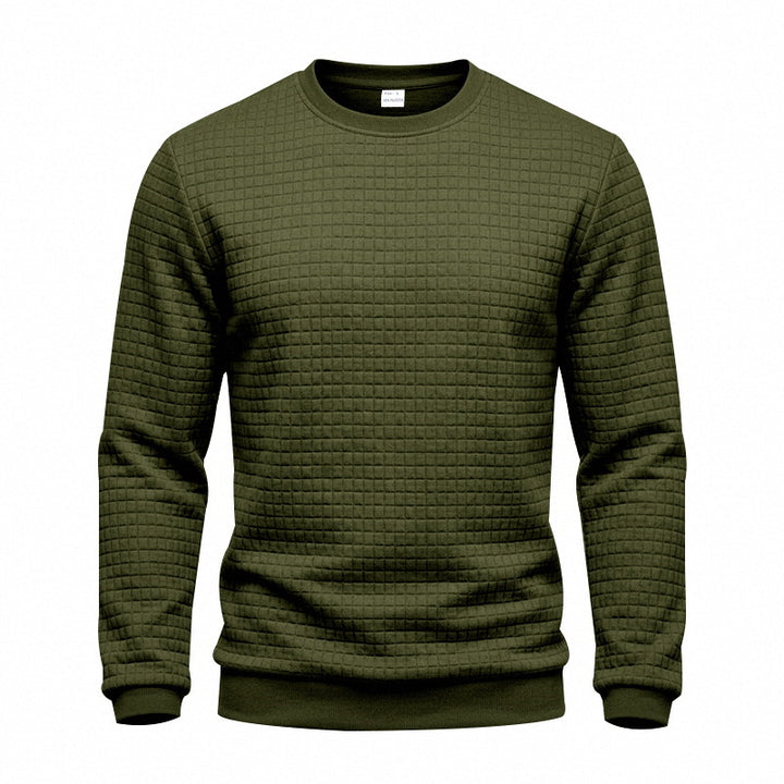 Herren Strukturiertes Rundhals-Sweatshirt mit Waffelstruktur und Rippbündchen Drune