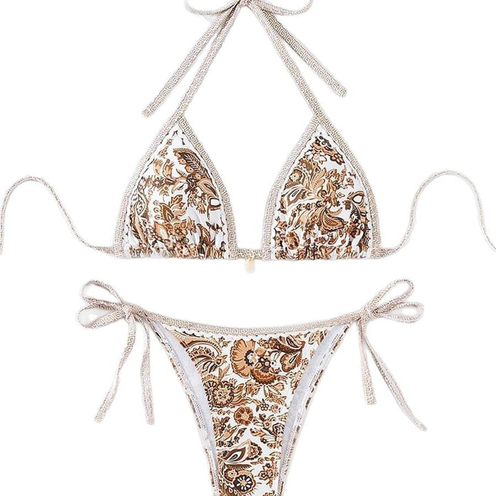 Damen Triangel-Bikini mit floralem Vintage-Muster Drune