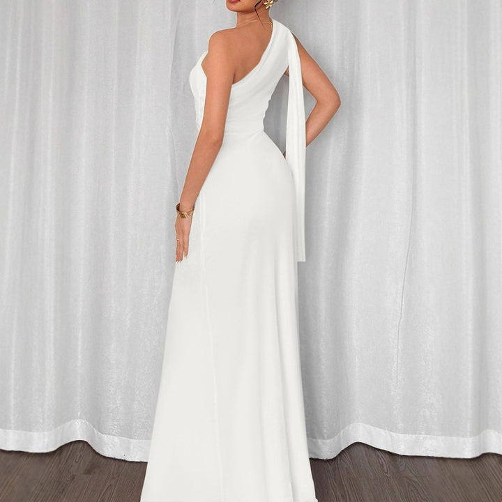 Damen elegantes Wickelkleid mit asymmetrischem Schnitt und tiefem V-Ausschnitt Drune