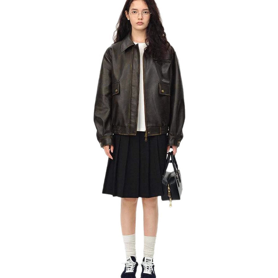 Damen lässige Lederjacke Drune