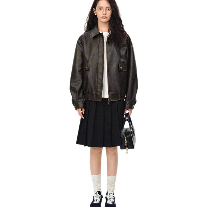 Damen lässige Lederjacke Drune