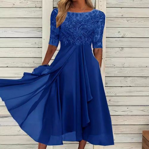 Damen Abendkleid mit elegantem Stickdesign und fließendem Rock Drune